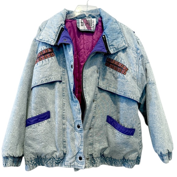 Gitano Jackets & Blazers - Vintage Retro 80’s Gitano Acid Washed Denim Outerwear Oversized Coat Sz L